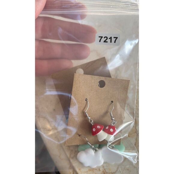 Whimsical Mushroom & Cloud Dangle Earrings Set - Picture 6 of 6